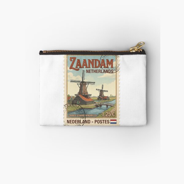 Item preview, Vintage Zaanse Schans Windmills Netherlands Travel Stamp designed and sold by k3rstman1.