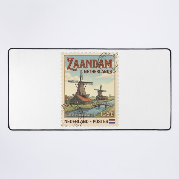 Item preview, Vintage Zaanse Schans Windmills Netherlands Travel Stamp designed and sold by k3rstman1.