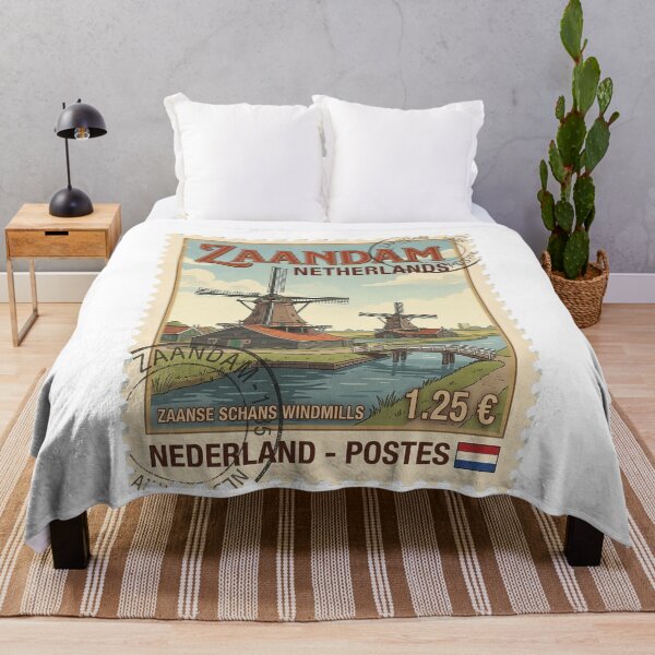 Item preview, Vintage Zaanse Schans Windmills Netherlands Travel Stamp designed and sold by k3rstman1.