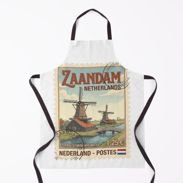 Item preview, Vintage Zaanse Schans Windmills Netherlands Travel Stamp designed and sold by k3rstman1.