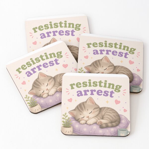 Item preview, Resisting Arrest Cute Sleeping Cat Shirt | Funny Cat Pun Kawaii Kitty Tee | Cat Lover Gift designed and sold by SleepyLlamaClothes.