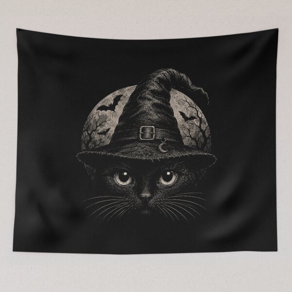 Item preview, Retro Witch Black Cat & bats Full Moon Halloween Vintage Spooky   designed and sold by SOUFIANE1991.