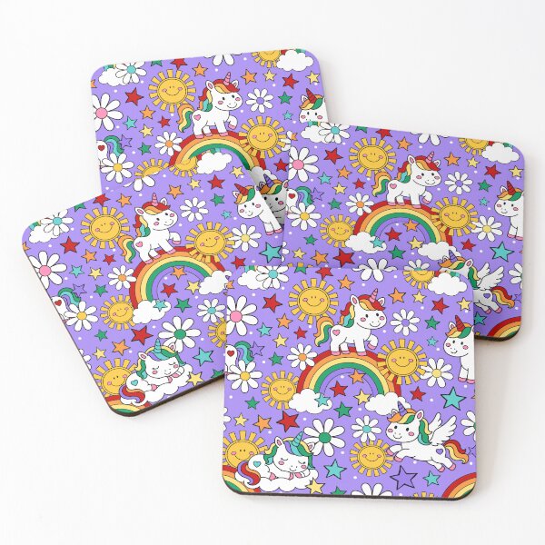 Item preview, Unicorns Rainbows and Sunshine in Purple designed and sold by KrisInStitches.