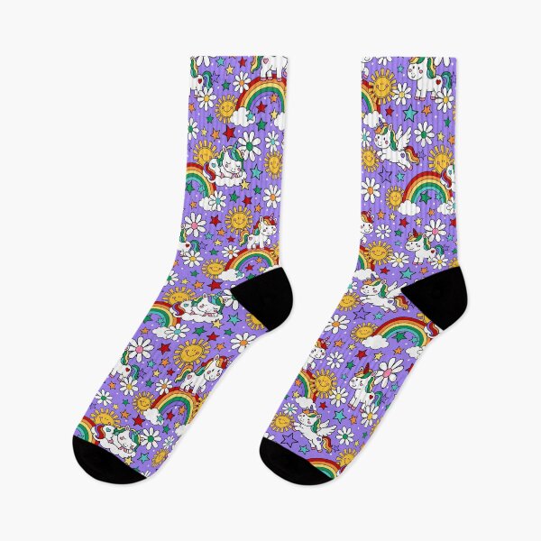 Item preview, Unicorns Rainbows and Sunshine in Purple designed and sold by KrisInStitches.