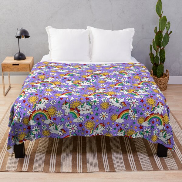 Item preview, Unicorns Rainbows and Sunshine in Purple designed and sold by KrisInStitches.