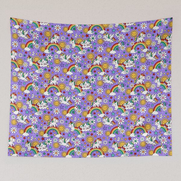 Item preview, Unicorns Rainbows and Sunshine in Purple designed and sold by KrisInStitches.