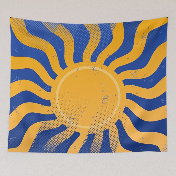 Item preview, Retro Sun Rays Blue Groovy Pattern designed and sold by chaaval.