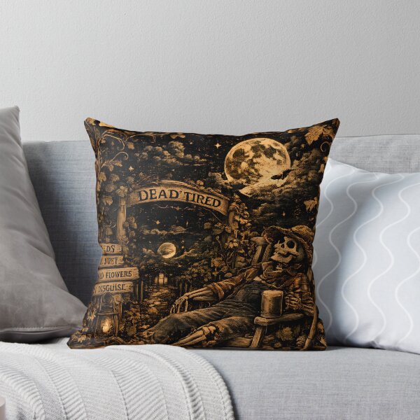 Item preview, Dead Tired | Funny Skeleton Gardener Vintage Halloween Garden Design designed and sold by KAM-KAM-STORE.