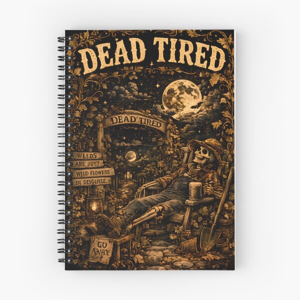 Item preview, Dead Tired | Funny Skeleton Gardener Vintage Halloween Garden Design designed and sold by KAM-KAM-STORE.