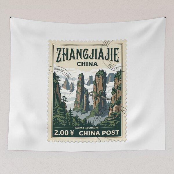 Item preview, Vintage Zhangjiajie China Avatar Mountains Travel Stamp designed and sold by k3rstman1.