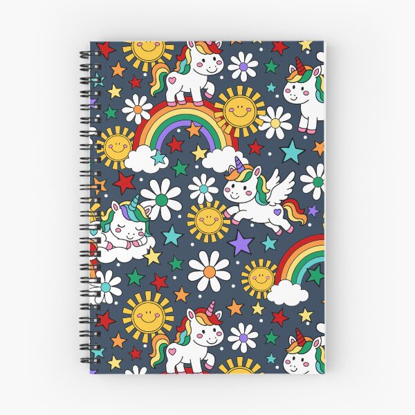 Item preview, Unicorns Rainbows and Sunshine in Navy designed and sold by KrisInStitches.