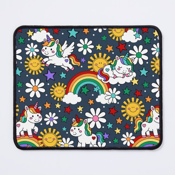 Item preview, Unicorns Rainbows and Sunshine in Navy designed and sold by KrisInStitches.