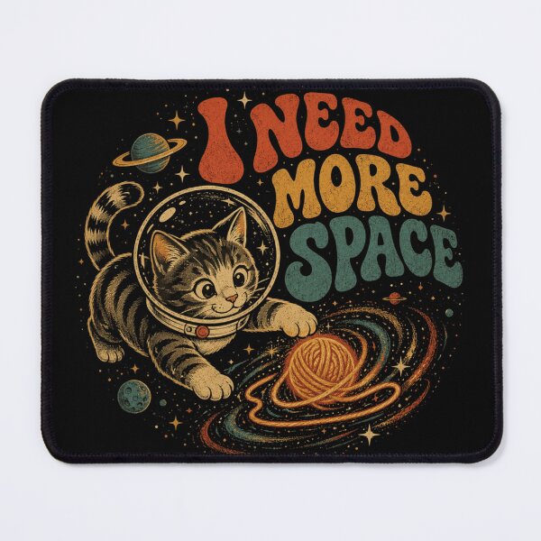 Item preview, I Need More Space - Retro Astronaut Cat & Galaxy Yarn designed and sold by AstroPal28.