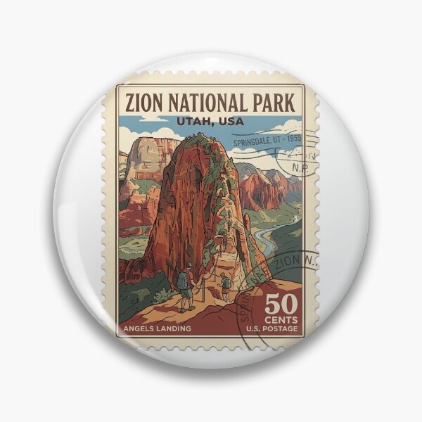 Item preview, Vintage Zion National Park Angels Landing Travel Stamp designed and sold by k3rstman1.