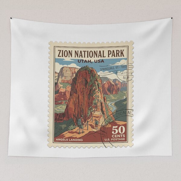 Item preview, Vintage Zion National Park Angels Landing Travel Stamp designed and sold by k3rstman1.