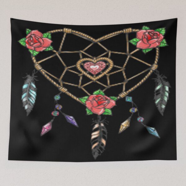 Item preview, Heart‑Shaped Dreamcatcher with Roses and Feathers designed and sold by TroviTutto.