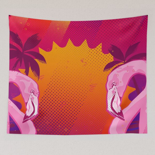 Item preview, Flamingo Duo Tropical Sunset Art designed and sold by chaaval.