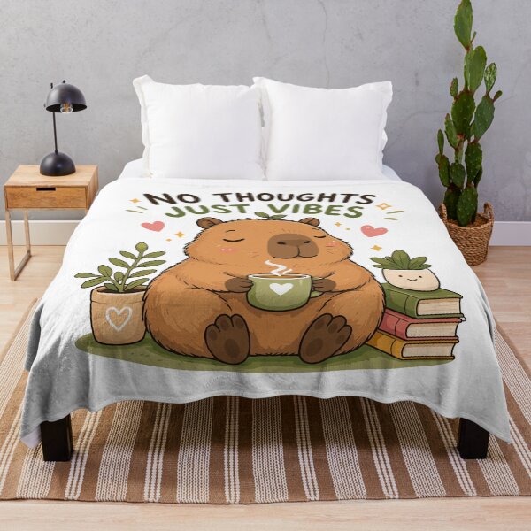 Item preview, No Thoughts Just Vibes Cute Capybara Coffee Sticker designed and sold by Charul2dartist.
