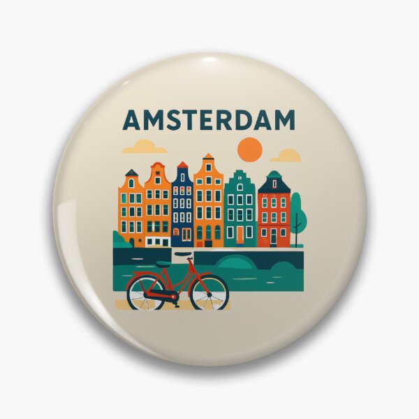Item preview, Amsterdam Canal Houses & Bicycle | Colorful Dutch City Illustration designed and sold by Yasmine Mohammed.