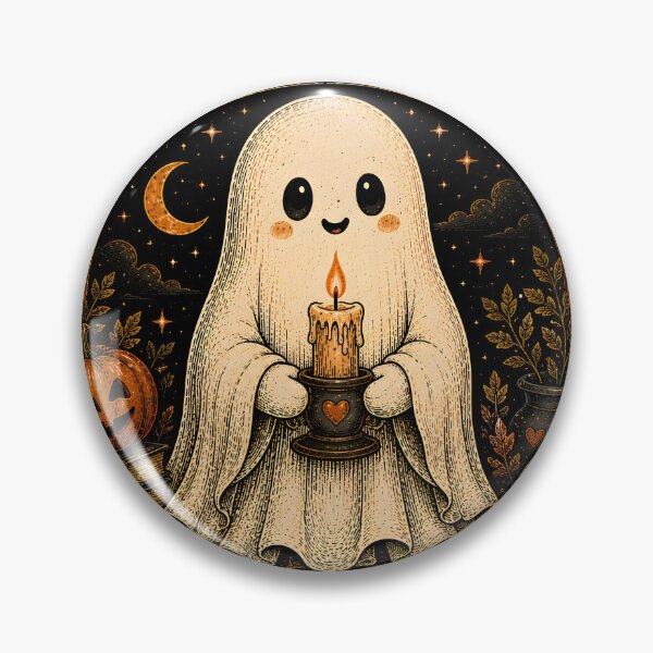 Item preview, Stay Spooky | Cute Ghost with Candle Cozy Vintage Halloween Design designed and sold by KAM-KAM-STORE.