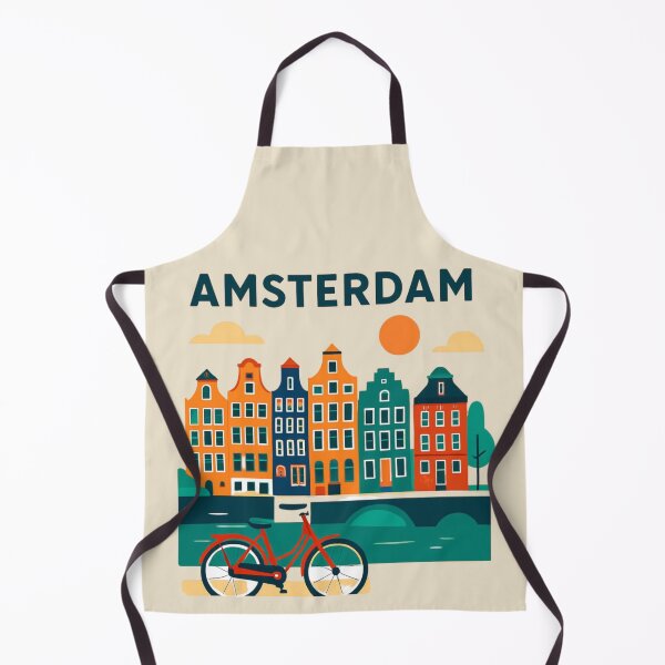 Item preview, Amsterdam Canal Houses & Bicycle | Colorful Dutch City Illustration designed and sold by Yasmine Mohammed.