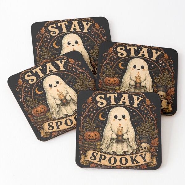 Item preview, Stay Spooky | Cute Ghost with Candle Cozy Vintage Halloween Design designed and sold by KAM-KAM-STORE.