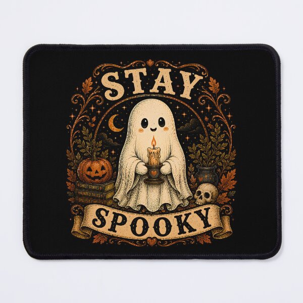 Item preview, Stay Spooky | Cute Ghost with Candle Cozy Vintage Halloween Design designed and sold by KAM-KAM-STORE.