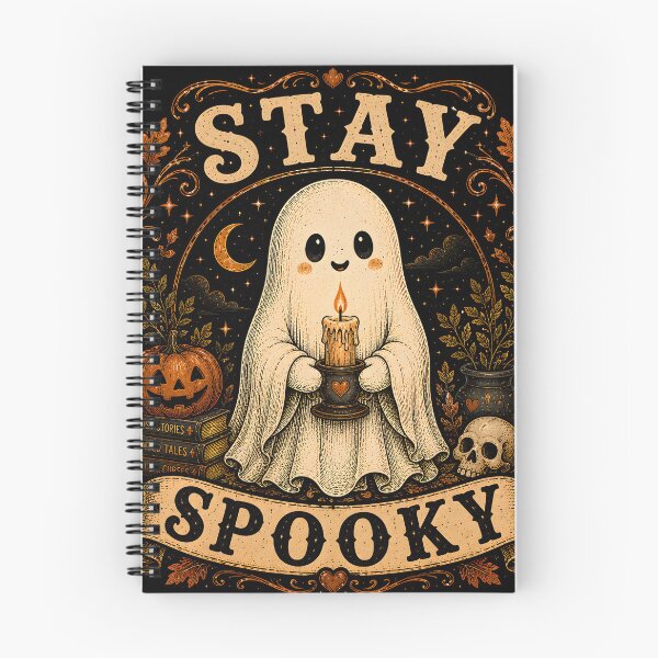 Item preview, Stay Spooky | Cute Ghost with Candle Cozy Vintage Halloween Design designed and sold by KAM-KAM-STORE.