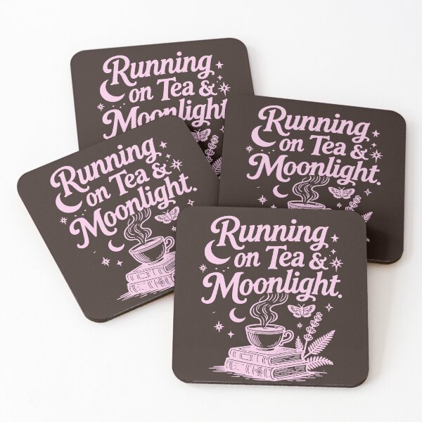 Item preview, Pink Running On Tea And Moonlight Book Lover Reading Aesthetic Cottagecore Witchy Vibes Magical Literary Design For Bookworms Night Owls And Romance Readers designed and sold by Connys Colorful World.
