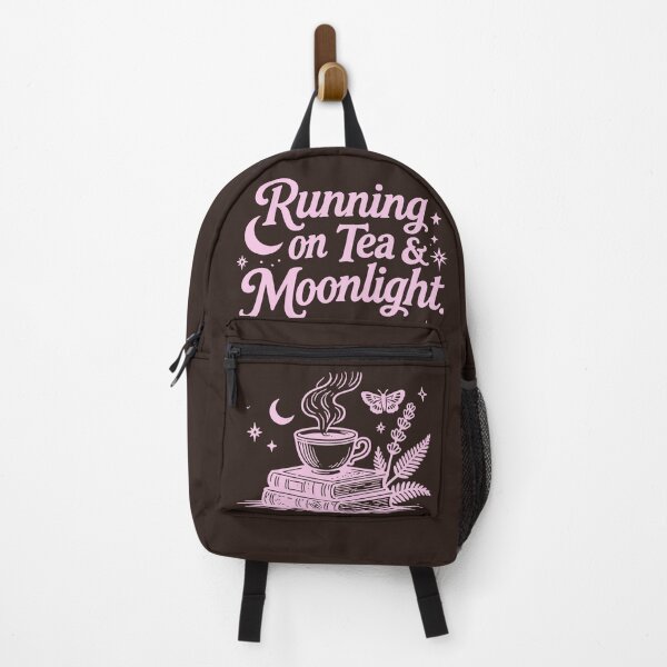 Item preview, Pink Running On Tea And Moonlight Book Lover Reading Aesthetic Cottagecore Witchy Vibes Magical Literary Design For Bookworms Night Owls And Romance Readers designed and sold by Connys Colorful World.