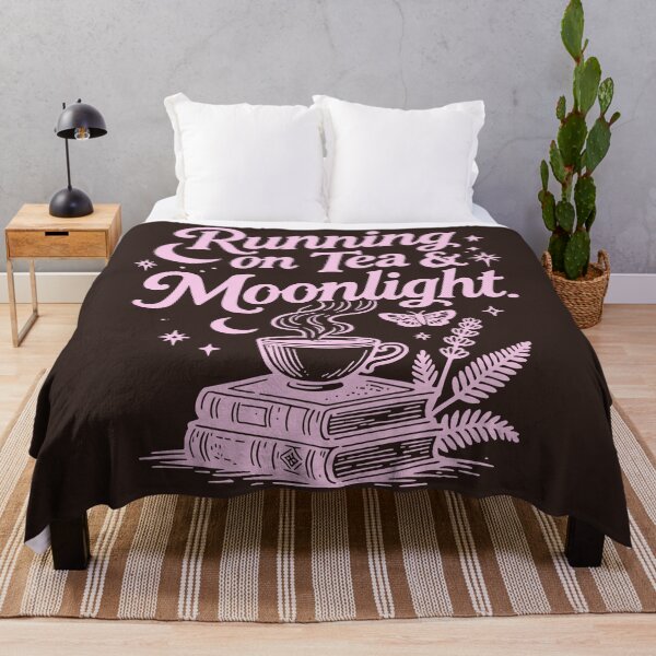Item preview, Pink Running On Tea And Moonlight Book Lover Reading Aesthetic Cottagecore Witchy Vibes Magical Literary Design For Bookworms Night Owls And Romance Readers designed and sold by Connys Colorful World.