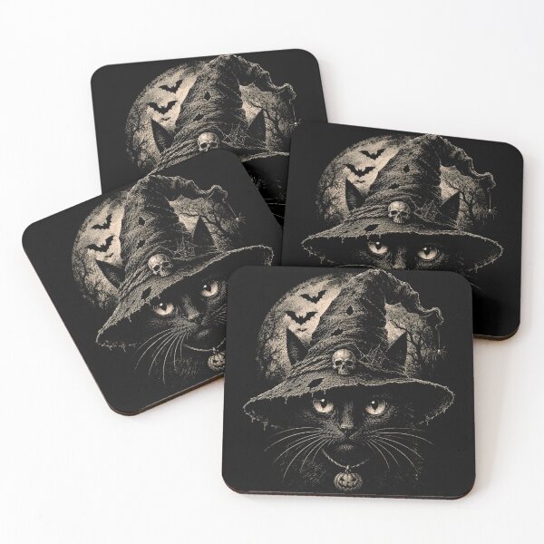 Item preview,  Retro Witch Black Cat & bats Full Moon Halloween Vintage Spooky   designed and sold by SOUFIANE1991.