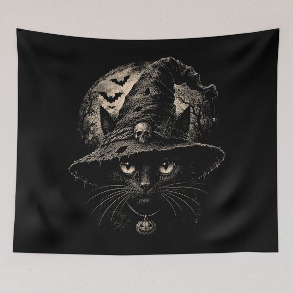 Item preview,  Retro Witch Black Cat & bats Full Moon Halloween Vintage Spooky   designed and sold by SOUFIANE1991.