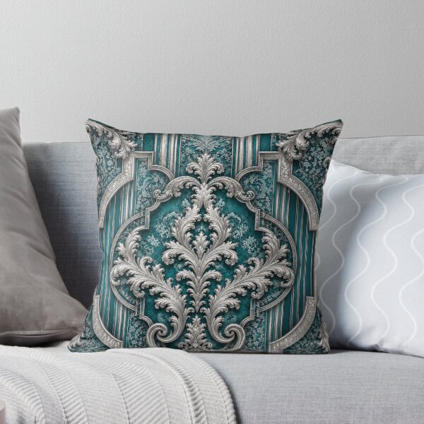Item preview, Teal-Silver Baroque & Damask designed and sold by DesignsByPrnces.