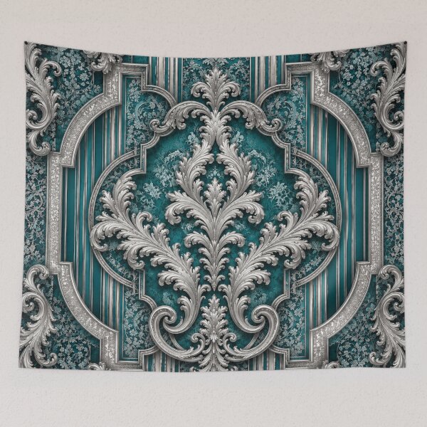 Item preview, Teal-Silver Baroque & Damask designed and sold by DesignsByPrnces.