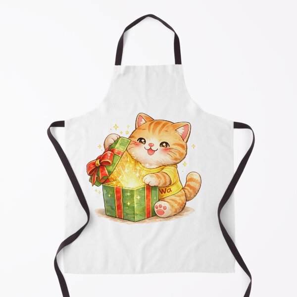 Item preview, Cute Orange Tabby Cat Opening Christmas Gift Watercolor Kawaii designed and sold by Wawa5656.