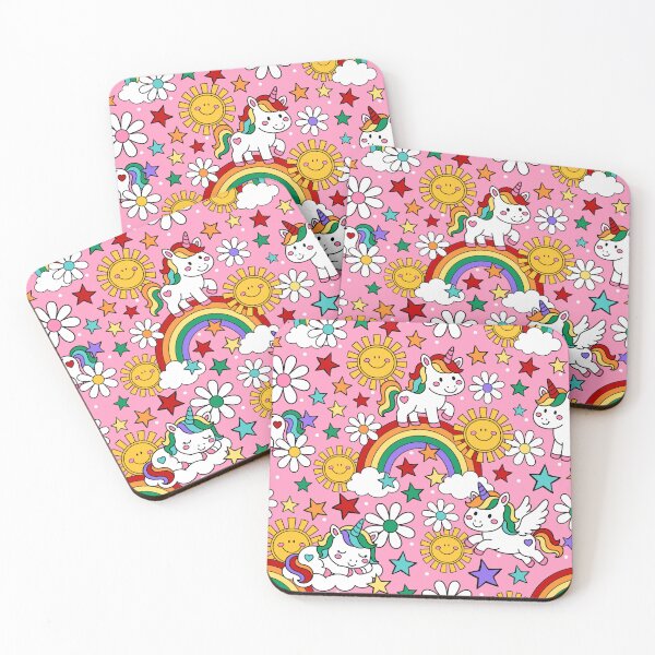 Item preview, Unicorns Rainbows and Sunshine in Pink designed and sold by KrisInStitches.