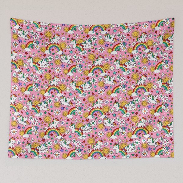 Item preview, Unicorns Rainbows and Sunshine in Pink designed and sold by KrisInStitches.