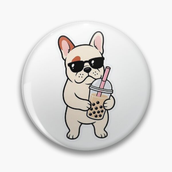 Item preview, Cute French Bulldog Drinking Boba Tea designed and sold by BobaCatDesign.