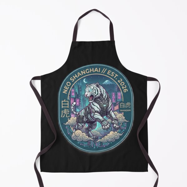 Item preview, Cyberpunk White Tiger Bái Hǔ Aesthetic – Neo Shanghai Emblem designed and sold by Surviving Monday Club.
