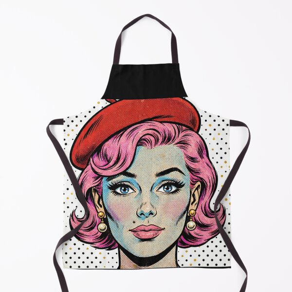 Item preview, Pink Hair Woman Red Beret Vintage Pop Art Portrait designed and sold by MAISON SYLVIE.