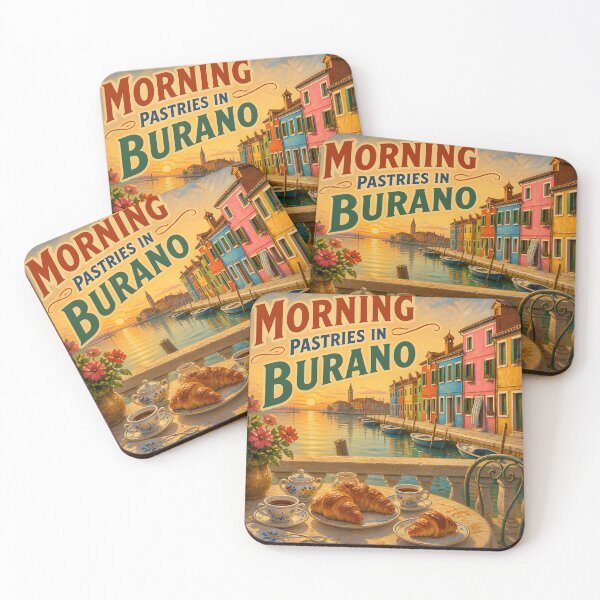 Item preview, Morning Pastries in Burano, Italy: Vintage-Style Painterly Travel Poster designed and sold by LSVart.