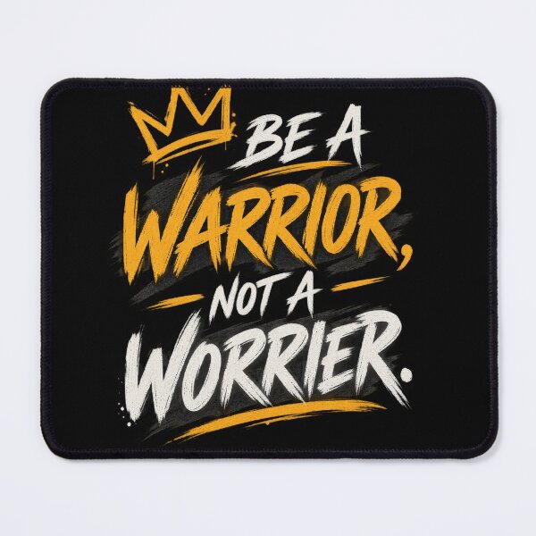 Item preview, Be A Warrior Not A Worrier Motivational Crown Gym Typography Art designed and sold by Shakhbata-1.
