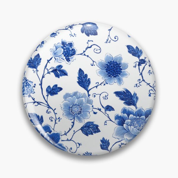 Item preview, Blue White Porcelain Floral Chinoiserie Seamless Botanical Pattern designed and sold by GrinGalore.