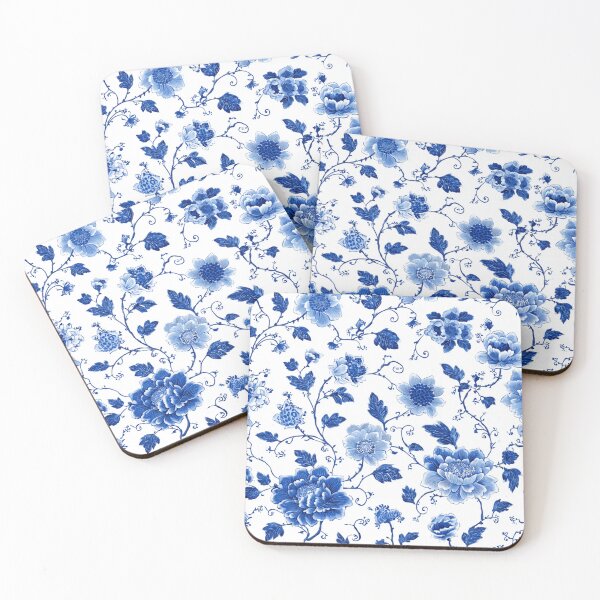 Item preview, Blue White Porcelain Floral Chinoiserie Seamless Botanical Pattern designed and sold by GrinGalore.