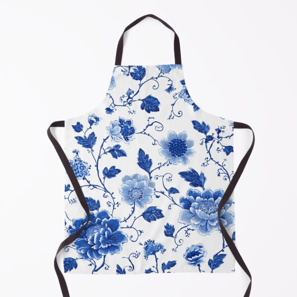 Item preview, Blue White Porcelain Floral Chinoiserie Seamless Botanical Pattern designed and sold by GrinGalore.