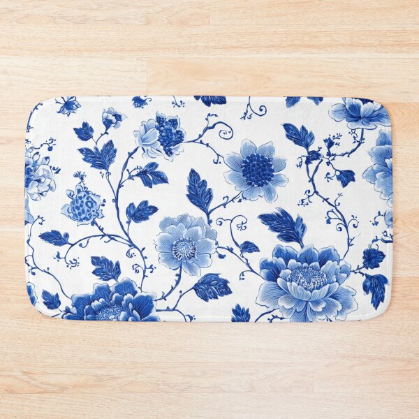 Item preview, Blue White Porcelain Floral Chinoiserie Seamless Botanical Pattern designed and sold by GrinGalore.
