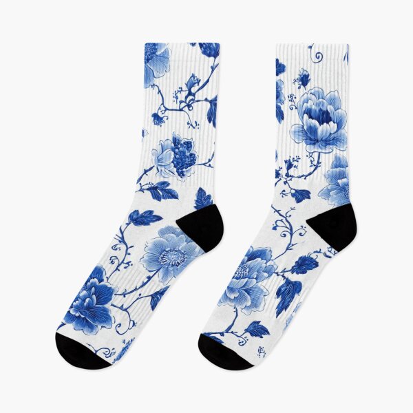 Item preview, Blue White Porcelain Floral Chinoiserie Seamless Botanical Pattern designed and sold by GrinGalore.