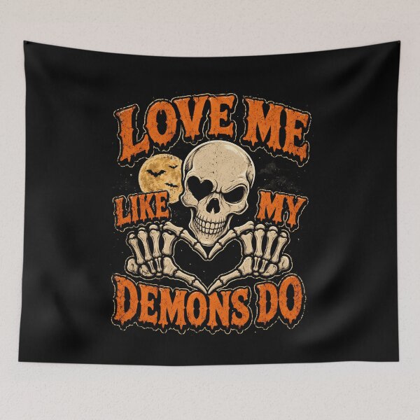 Item preview, Love me like my demons do skull design halloween designed and sold by rafaeltto.