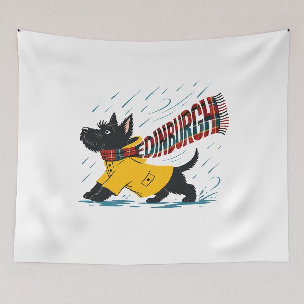 Item preview, Edinburgh Rainy-Day Scottie – Tartan Wind Warrior designed and sold by Fenay Designs.